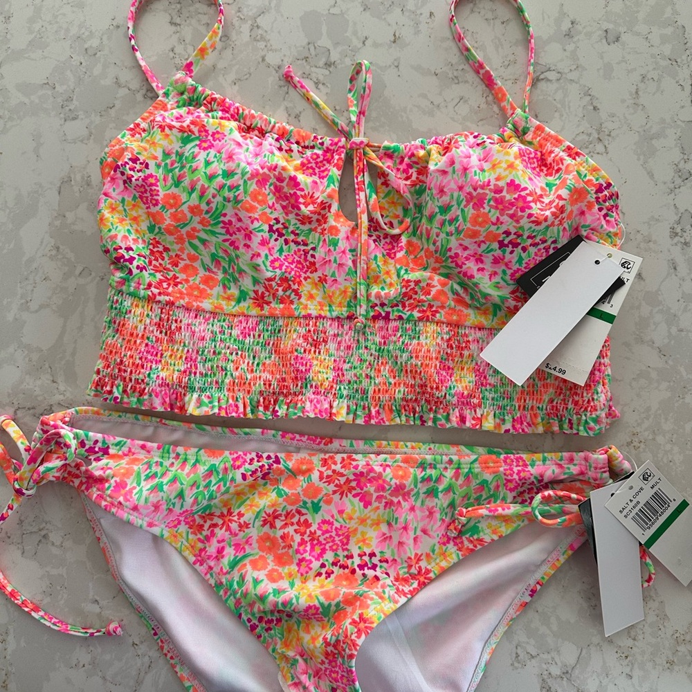 Salt + Cove Floral Bikini - Pink and Green